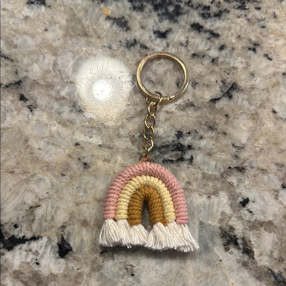 Pink and Gold Rainbow Keychain